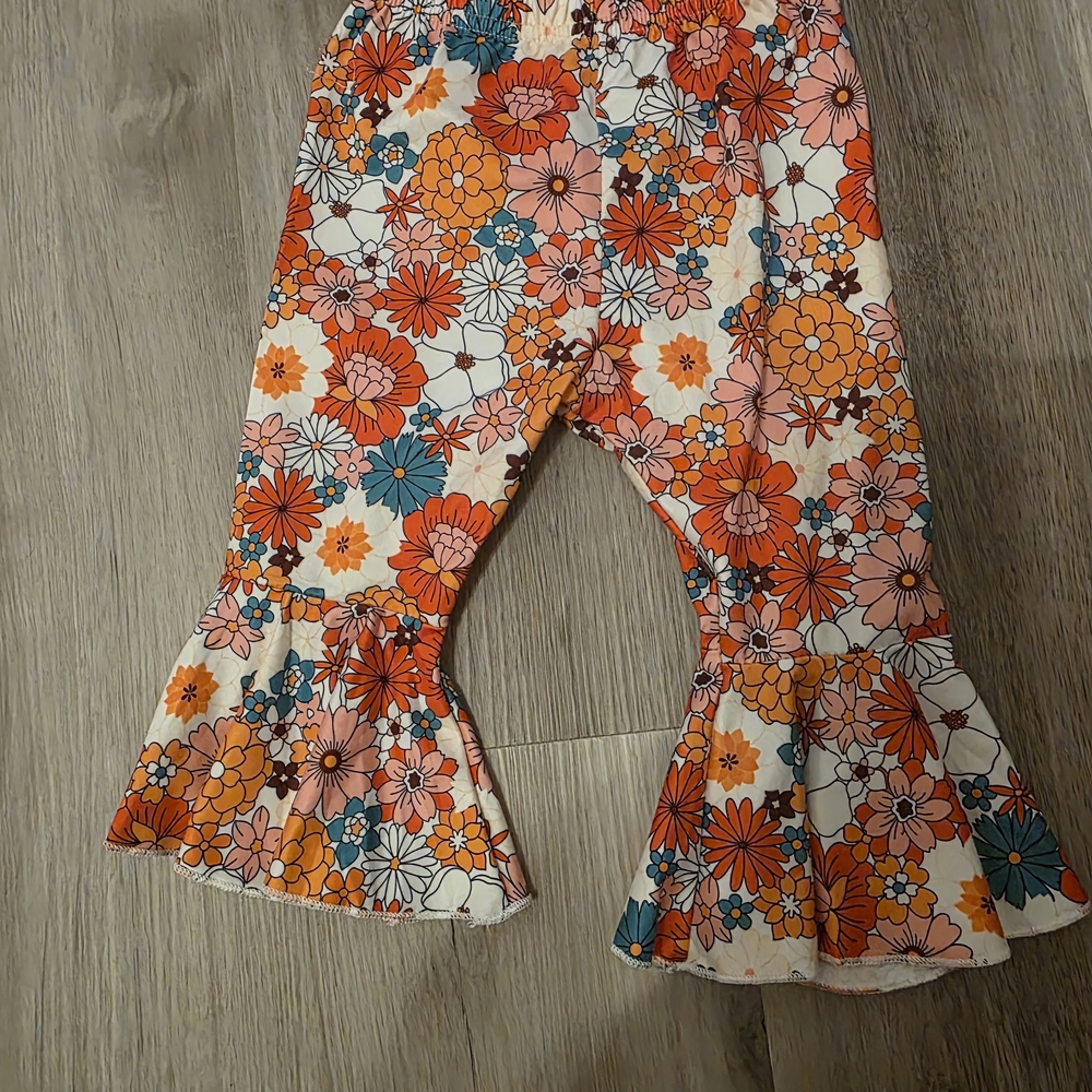Floral Kids Bottoms with Ruffle Hem